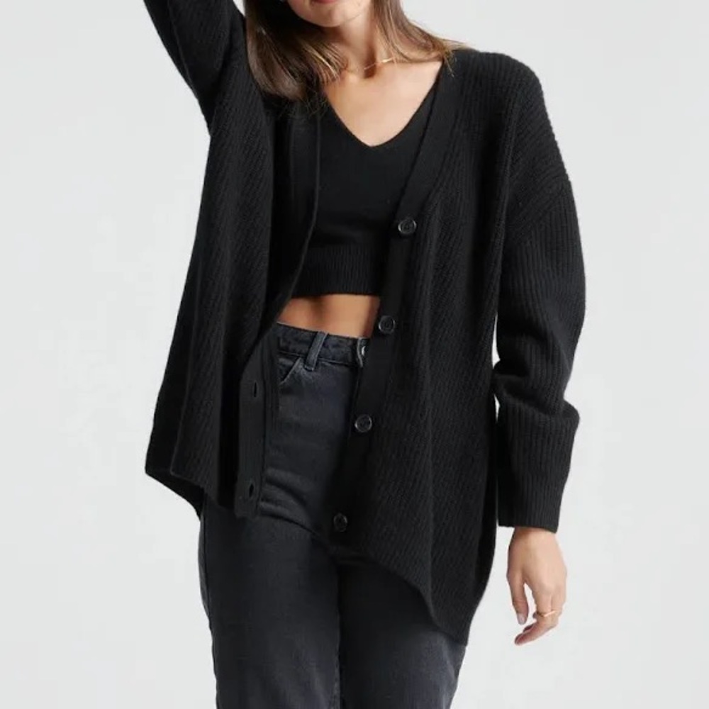 Quince 100% Cashmere Oversized Boyfriend Cardigan Medium